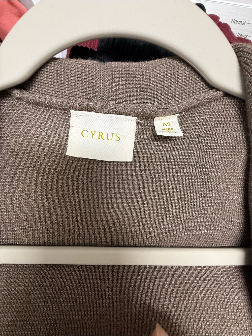 Cyrus Taupe Open-Front Longline Cardigan with Gold Cuff Buttons - Picture 3 of 4